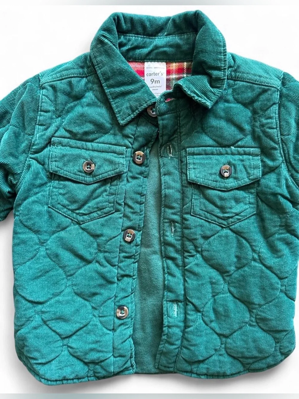 Carter's Quilted Teal Button-Front Toddler Jacket